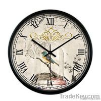 Country Style Lark Theme Metal Wall Clock