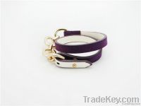 2013 Newest design hottest alloyed chain link snap leather bracelet