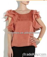 Flounce sleeveless top;Ladys blouses From China