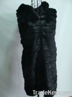 Ladies cutting hair faux fur vest with hat