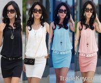 2013 Summer Women's Mini Dress Crew Neck Chiffon Sleeveless Causal Tun