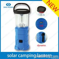 USB and dynamo powered 5 LED blue solar camping lantern