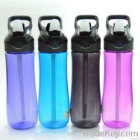 Student PCTG plastic water bottle with straw, BPA free, FDA