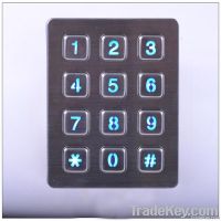 Vandalproof metal numeric keypad with 12 keys