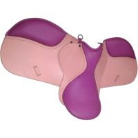Genuine imported leather jumping horse pink saddle set with pink leather bridle,girth,leather stirrups and steel stirrups From India