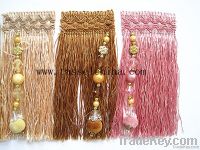 Long Polyester Brush Fringe With Beads