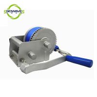 Hand Winch 1500lb 2 Gear Ratchet Webbing Length 7.5m Boat Winch Flexible Handle