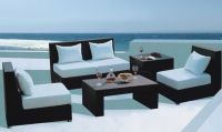 Garden new pe rattan armless sofa set furniture with cushions