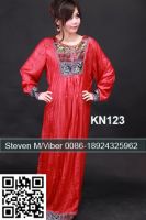 Red Long Sleeve Plus Size Arabic Maxi Kaftan Evening Dress