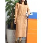  Long knit dress with belt 