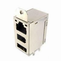 RJ-45 with LED + 6P IEEE1394 + USB A socket, PCB