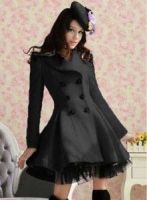 Factory Wholesale Price Women Slim Wool Long Sleeved Trench Coat