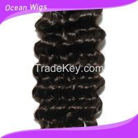 Brazilian Virgin remy hair weft 6A deep wave natural color 12&quot;-22&quot;