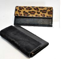 women's long wallet tri-women's fold wallet clutch bag chain bag with calf-hair flap 