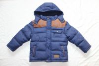 Boys navy jackets with contrast color leather 