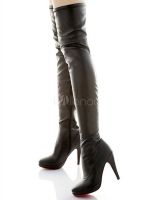 Sexy Black Zipper PU Woman&#039;s Over the Knee Boots