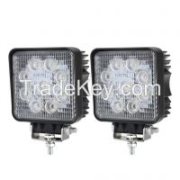 2pcs 27w Led Work Light Square Flood Lamp Bar 4x4 4wd Driving Auto 12v 24v