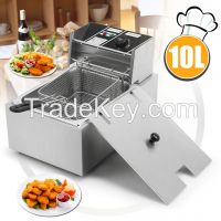 New 2500w 10l Electric Benchtop Deep Fryer Tank Basket Restaurant Commercial