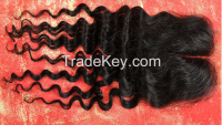 Cheap  100% human hair lace top closure 4"x4"  brazilian hair  