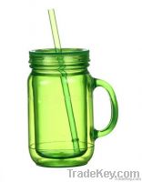 16OZ/20OZ/24OZ Double wall mason jar with handle / single wall mason j