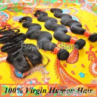 Virgin Human Hair 4pcs/lot, BodywaveLace Closure With3 pcsHair Bundles