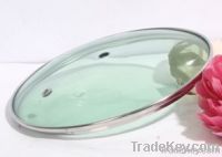 Green tempered glass lid with silicone rim