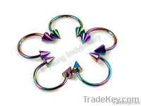 Hot sale Rainbow color titanium eyebrow piercing body jewelry