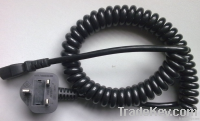 UK strandard power cord spiral cable with end plug From China