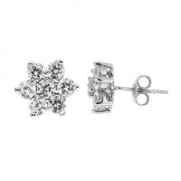 925 Sterling Silver Cubic Zirconia SnowflakesEarrings