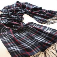 Silk Check Shawl Black Red