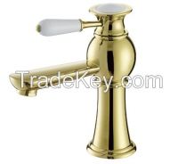 Gold Plated Single Handle Basin Faucet 