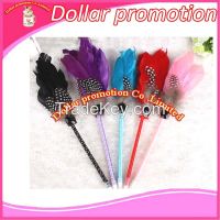 Dollar promotion]!wholesale 34cm sweet style feather pen gift pen promotion feather ballpoint pen