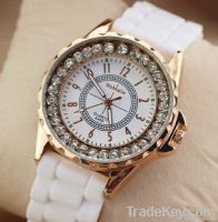 fashion crystal silicon watch