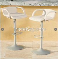 Woven Barstool with armrests in white and brown color