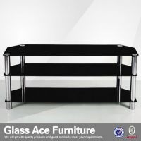 TS1007A shinny black glass long tv stand