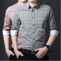 2015 New Brand Design Mens Cotton Plaid Shirt Casual Slim Fit Stylish Dress Shirts For Men, 5 colors, Size M~XXXL