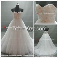 Ball gown Strapless Zipper back Lace Chapel Train Party Wedding Dress Bridal Gown (SZRR001)