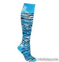 Neon  blue  tie  dyed  tiger  stripe  sport  socks