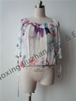 women&#039;s chiffon fashion garment-print blouses