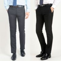 New Business Style Straight Type Men&#039;s Slim Trousers Suit Pants - Gray / Black