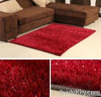 Red color polyester shaggy carpet rugs