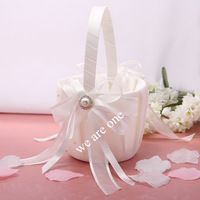 Flower Girl Basket With Bows and Pearl 