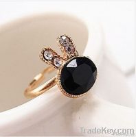 rabbit rhinestone ring