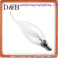 C35 incandescent candle bulb- CLEAR candle bulb LONG TIP flame tip