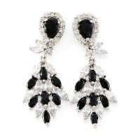 Chandelier Earrings Zircon Brass Rhodium Plating Jewelry
