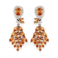 Chandelier Earrings Zircon Brass Rhodium Plating Jewelry