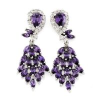 Chandelier earrings zircon brass rhodium plating jewelry