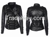 BLACK LEATHER JACKET MOTORBIKE STYLE 