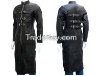 GOTHIC STYLE BLACK LEATHER LONG COAT 