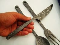 Damascus Steel Knife Folk Set